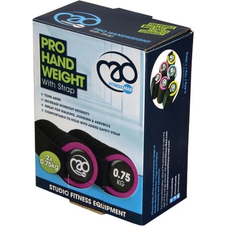 Fitness-Mad Pro Hand Weight With Strap 0.75KG in Black/Pink