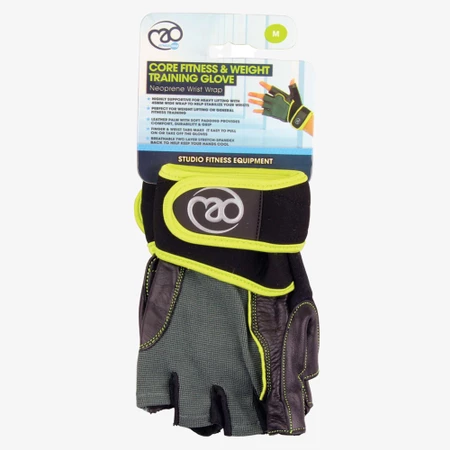 Fitness-Mad Core Fitness & Weight Training Gloves in Black/Lime
