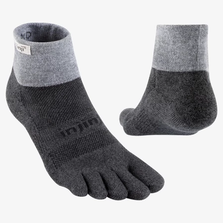 Injinji Trail Midweight Mini Crew Toe Socks in Grey/Dark Grey