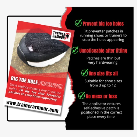 Trainer Armour Big Toe Hole Preventer in Black