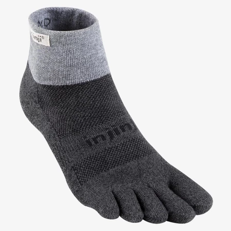 Injinji Trail Midweight Mini Crew Toe Socks in Grey/Dark Grey