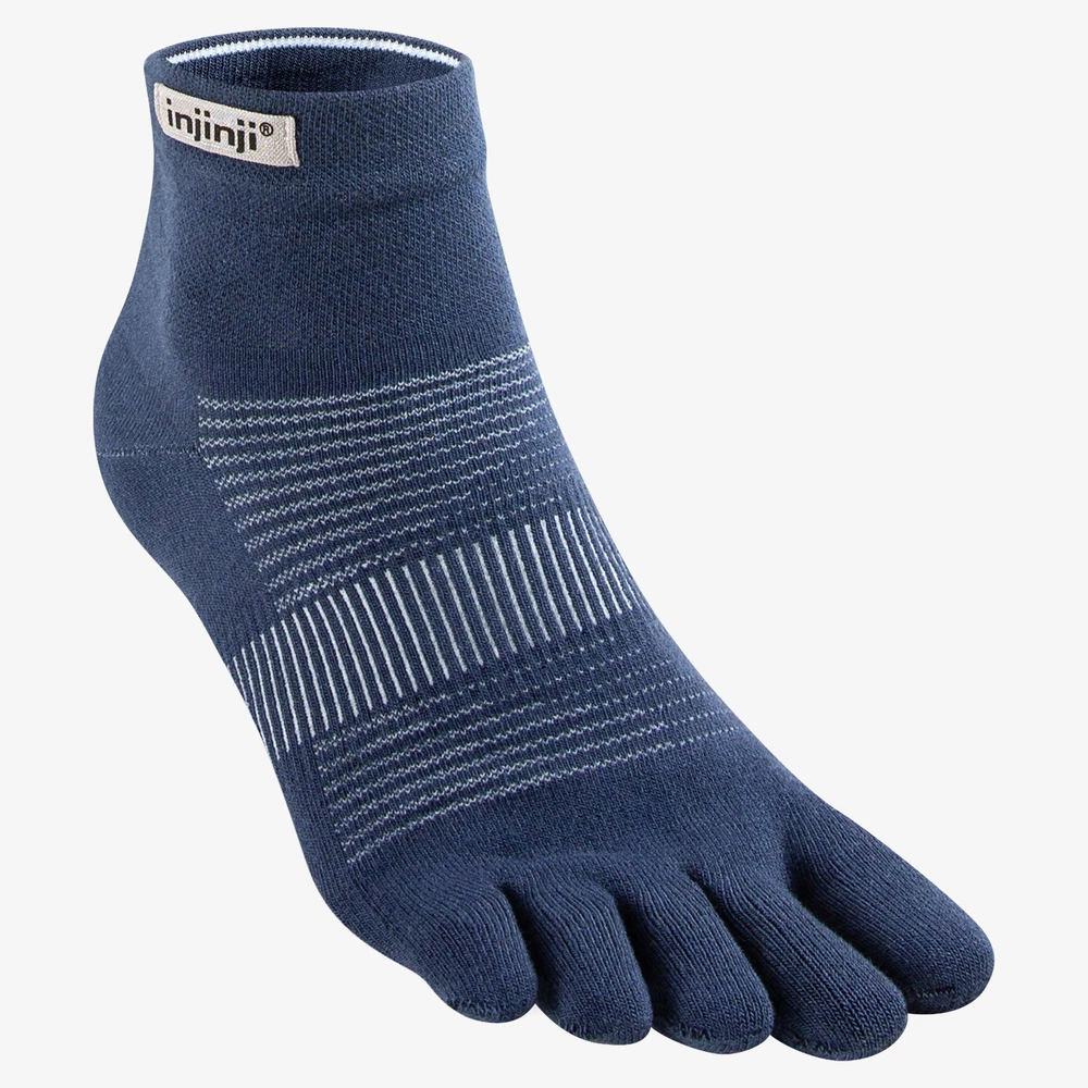Injinji Run Lightweight Mini-Crew Toe Socks in Navy