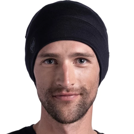Buff Merino Lightweight Beanie in Black