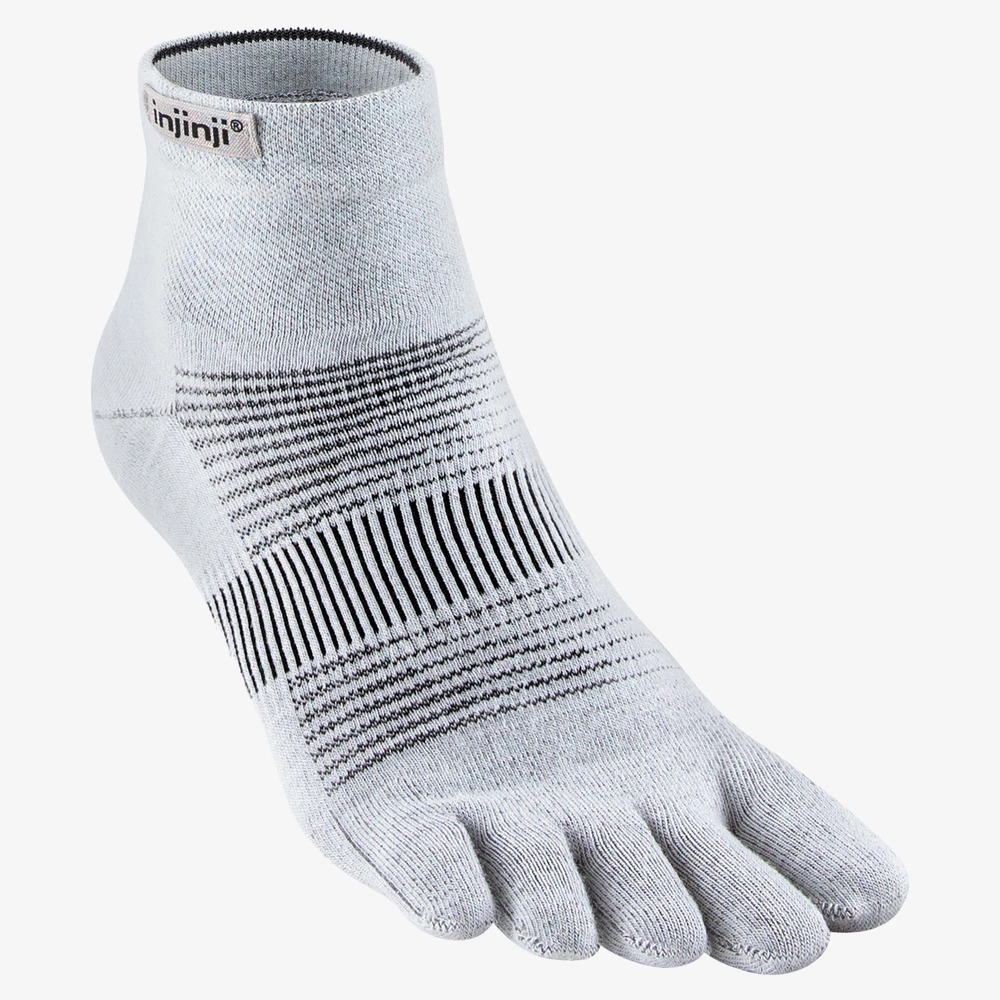 Injinji Run Lightweight Mini-Crew Toe Socks in Light Grey