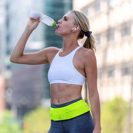 FlipBelt Water Bottle 11oz in White/Green