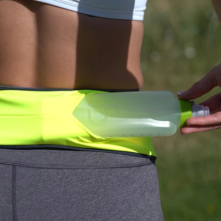 FlipBelt Water Bottle 11oz in White/Green