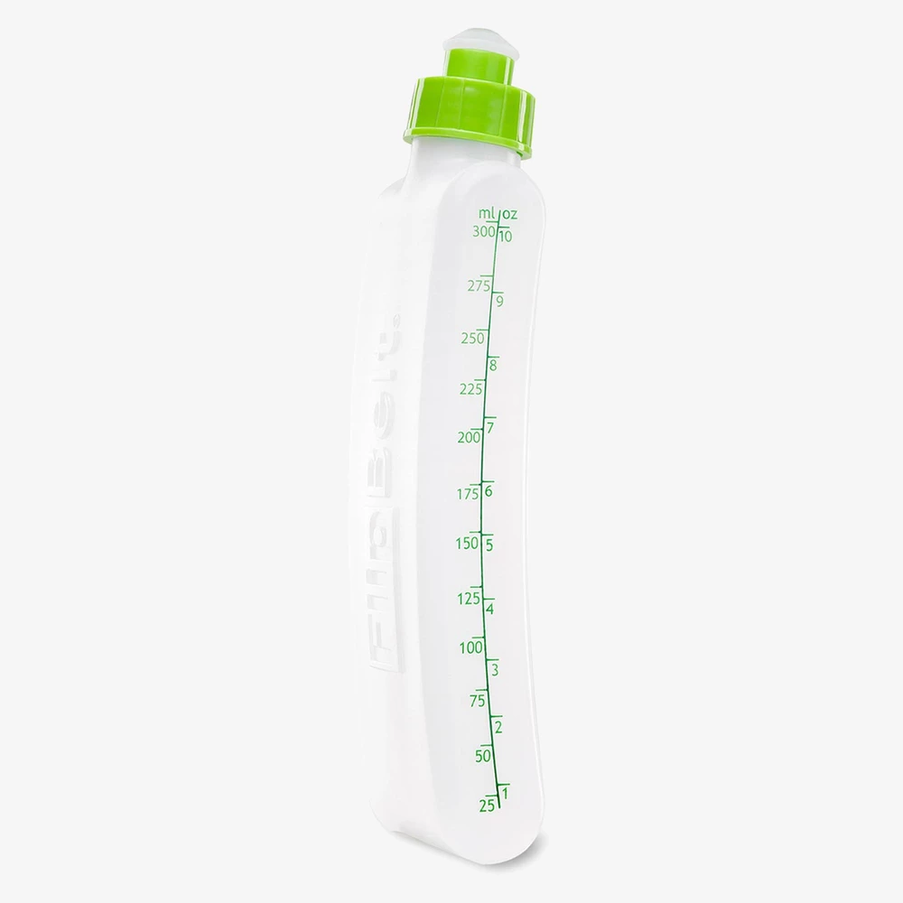 FlipBelt Water Bottle 11oz in White/Green
