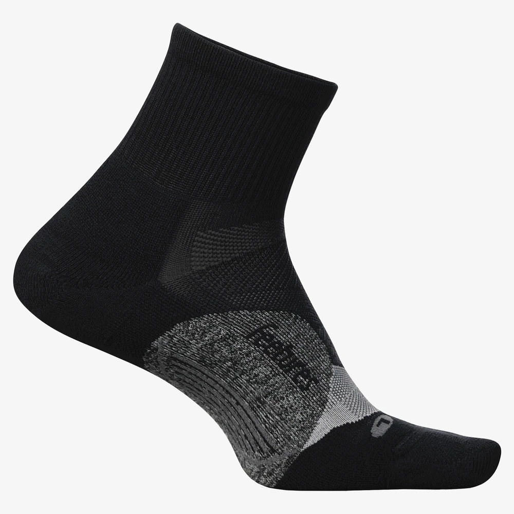 Feetures Elite Light Cushion Qtr Socks in Black