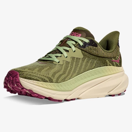Hoka Challenger 7 Wide in Green/Pink