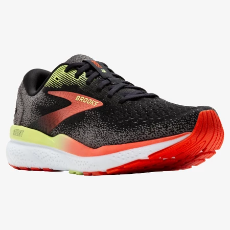 Brooks Ghost 16 2E Wide in  Black/Mandarin Red