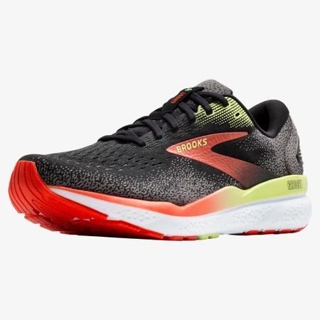 Brooks Ghost 16 2E Wide in  Black/Mandarin Red