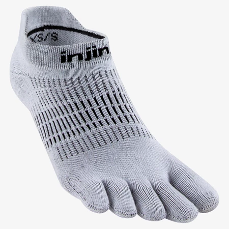 Injinji Women's Run Lightweight No-Show Toe Socks in Light Grey
