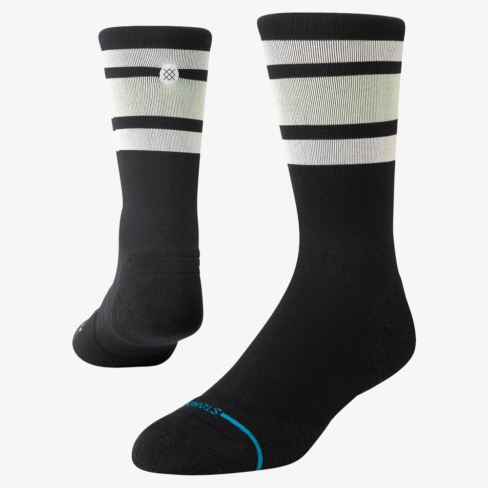 Stance Run Light Crew Socks in Black/Lime