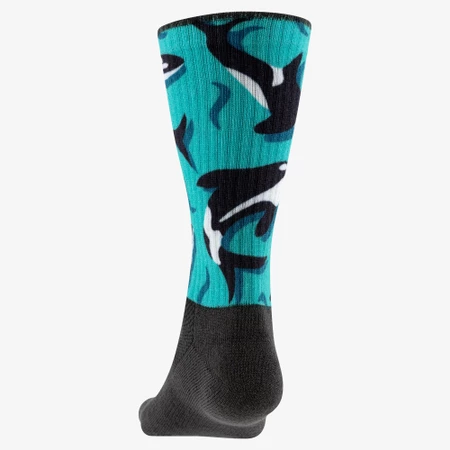 Injinji Trail Midweight Crew Toe Socks in Black/Aqua