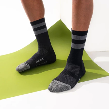 Feetures Elite Light Cushion Mini-Crew in Black/Grey