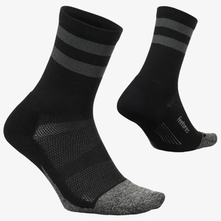 Feetures Elite Light Cushion Mini-Crew in Black/Grey