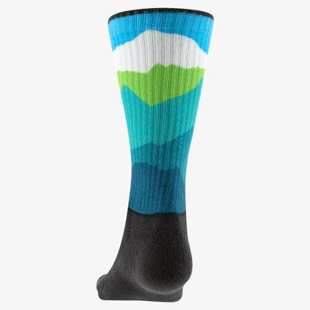 Injinji Trail Midweight Crew Toe Socks in Black/Blue/White