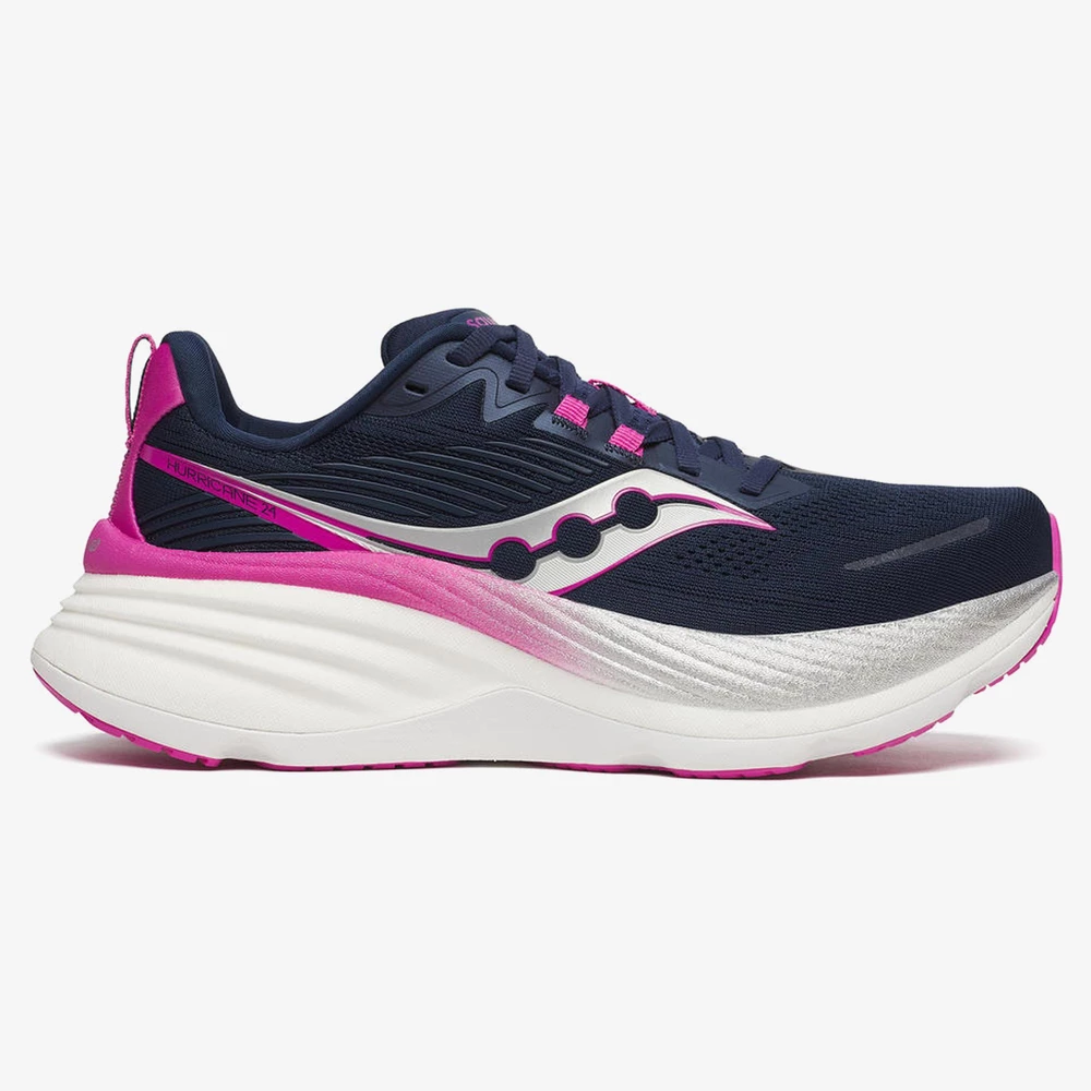 Saucony Hurricane 24 in Navy/Fuchsia