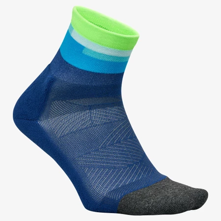 Feetures Elite Light Cushion Qtr Socks in Blue/Mint