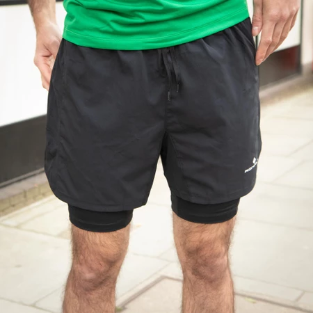 Ronhill Tech 5IN Twin Shorts in Black