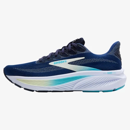 Brooks Ghost 17 D Wide in Navy/Turquoise