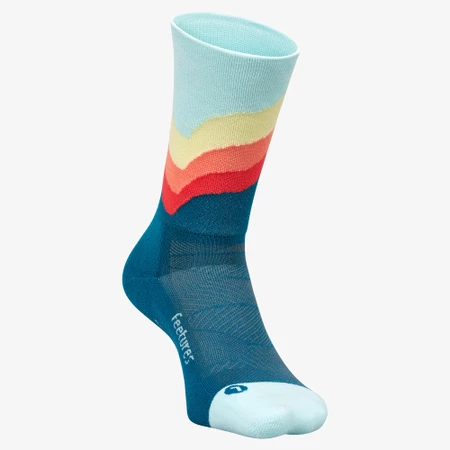 Feetures Elite Light Cushion Mini-Crew in Orange/Blue