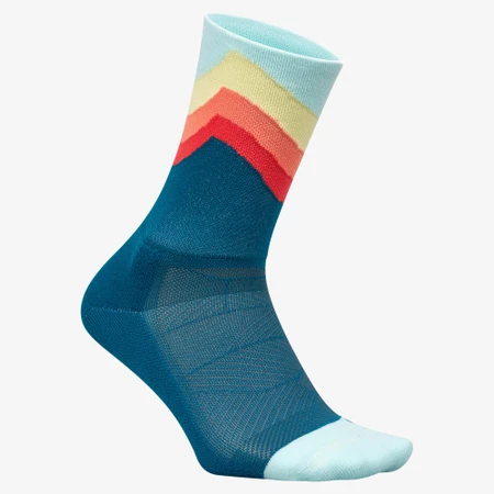 Feetures Elite Light Cushion Mini-Crew in Orange/Blue