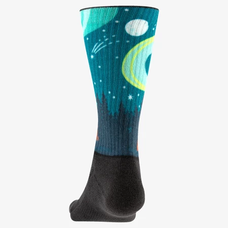 Injinji Trail Midweight Crew Toe Socks in Green/Black