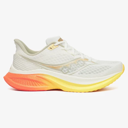 Saucony Endorphin Speed 5 in Ivory/Fire