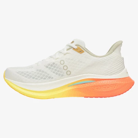 Saucony Endorphin Speed 5 in Ivory/Fire