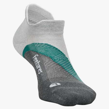 Feetures Elite Light Cushion No Show Socks in Grey/Green