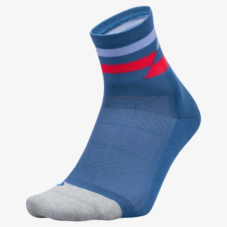 Feetures Elite Light Cushion Qtr Socks in Blue/Red