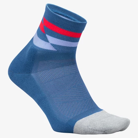 Feetures Elite Light Cushion Qtr Socks in Blue/Red