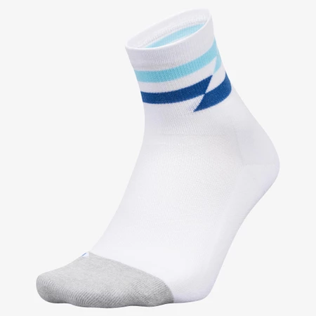 Feetures Elite Light Cushion Qtr Socks in White/Blue