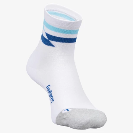 Feetures Elite Light Cushion Qtr Socks in White/Blue