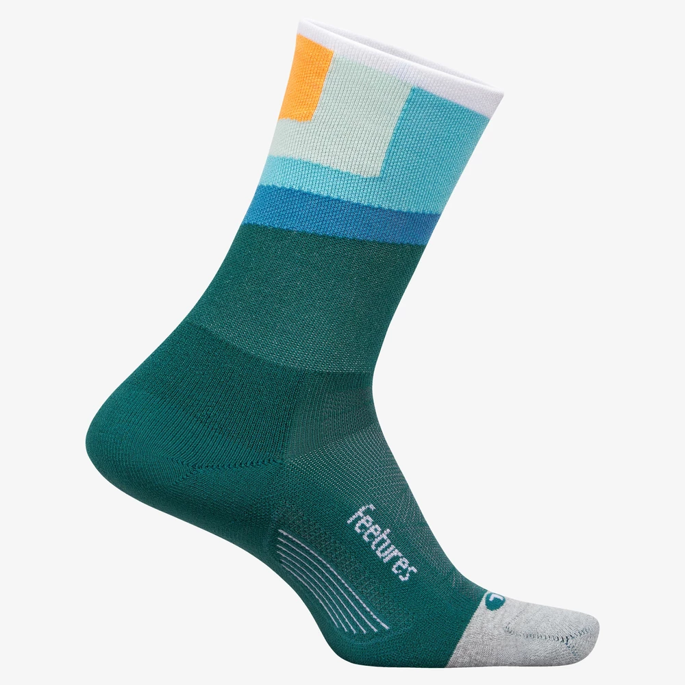 Feetures Elite Light Cushion Mini-Crew in Green Print