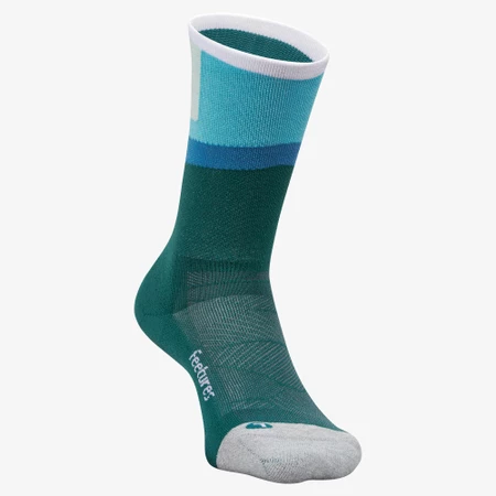 Feetures Elite Light Cushion Mini-Crew in Green Print