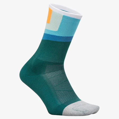 Feetures Elite Light Cushion Mini-Crew in Green Print