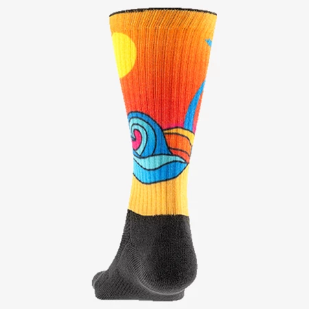 Injinji Trail Midweight Crew Toe Socks in Orange/Black