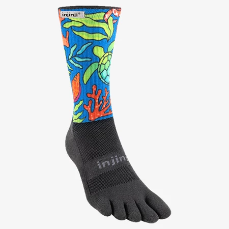 Injinji Trail Midweight Crew Toe Socks in Ocean