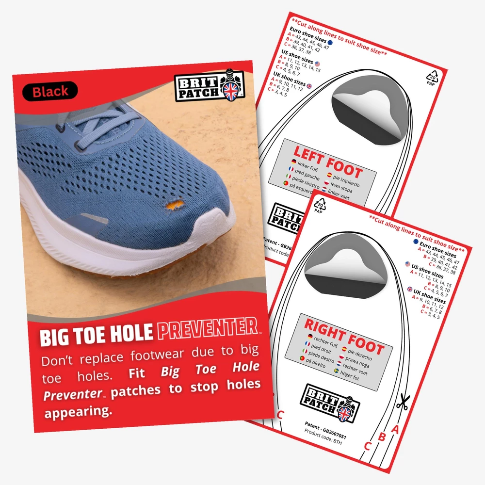 Brit Patch Big Toe Hole Preventer in Black