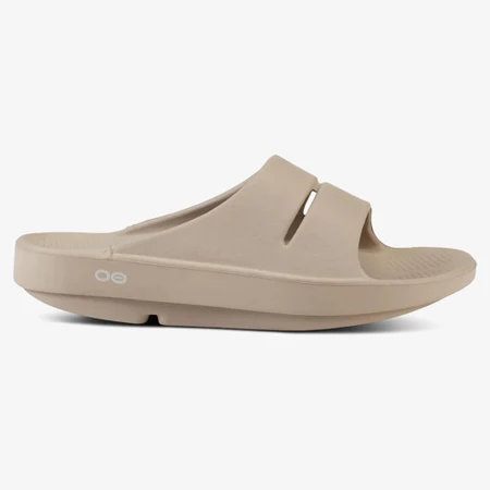 Oofos OOahh Slides in Beige