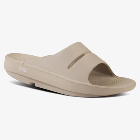 Oofos OOahh Slides in Beige