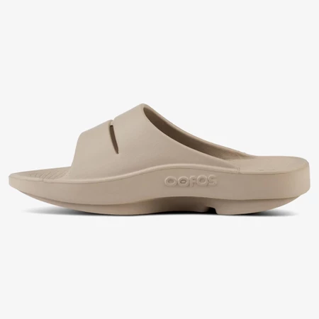 Oofos OOahh Slides in Beige