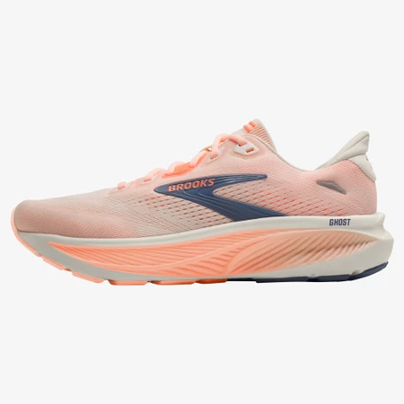 Brooks Ghost 18 D Wide in White/Peach
