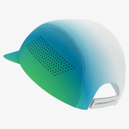 Compressport Pro Racing Cap in White/Blue/Green