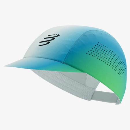 Compressport Pro Racing Cap in White/Blue/Green