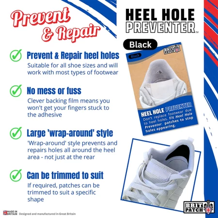 Brit Patch Heel Hole Preventer in Black