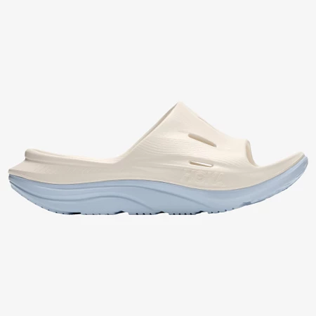 Hoka Ora Recovery Slides 3 in Alabaster/Blue