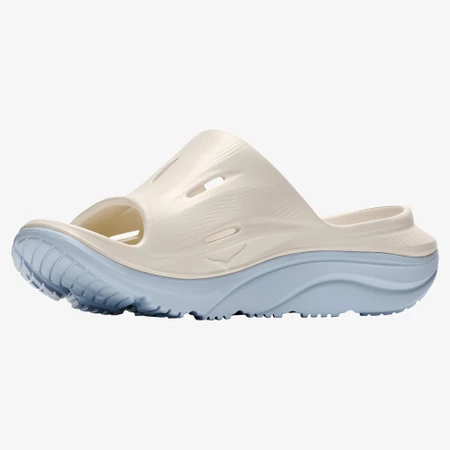 Hoka Ora Recovery Slides 3 in Alabaster/Blue
